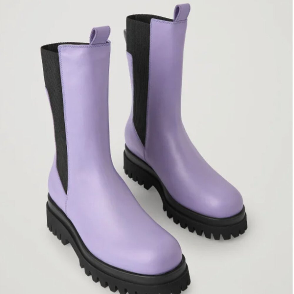 Chunky Leather Purple/Lavender Chelsea Boot